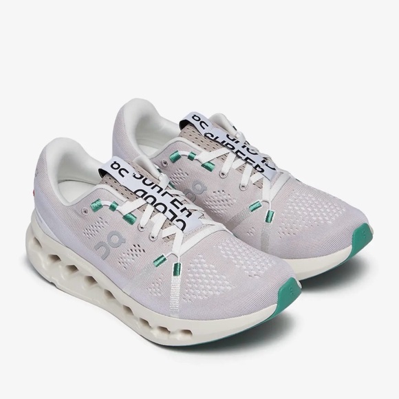 On Running Shoes - On Running Cloudsurfer 'Pearl Ivory' Women's White and Green Sneakers Size 7